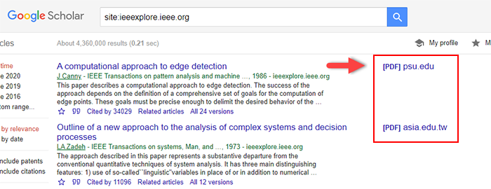 Google Scholar Links Program before updating links from PDF to IEEE Xplore HTML links